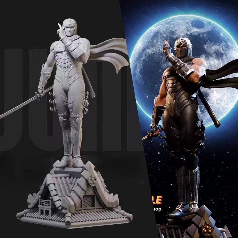 Model Kit Baki - ชุดโมเดลนินจาเรซินชุดประกอบเสื้อคลุมสีดำขนาดเล็กทำจากเรซินนินจาริวชุดโมเดลที่ประกอบและไม่ได้ทาสีสำหรับ1/24