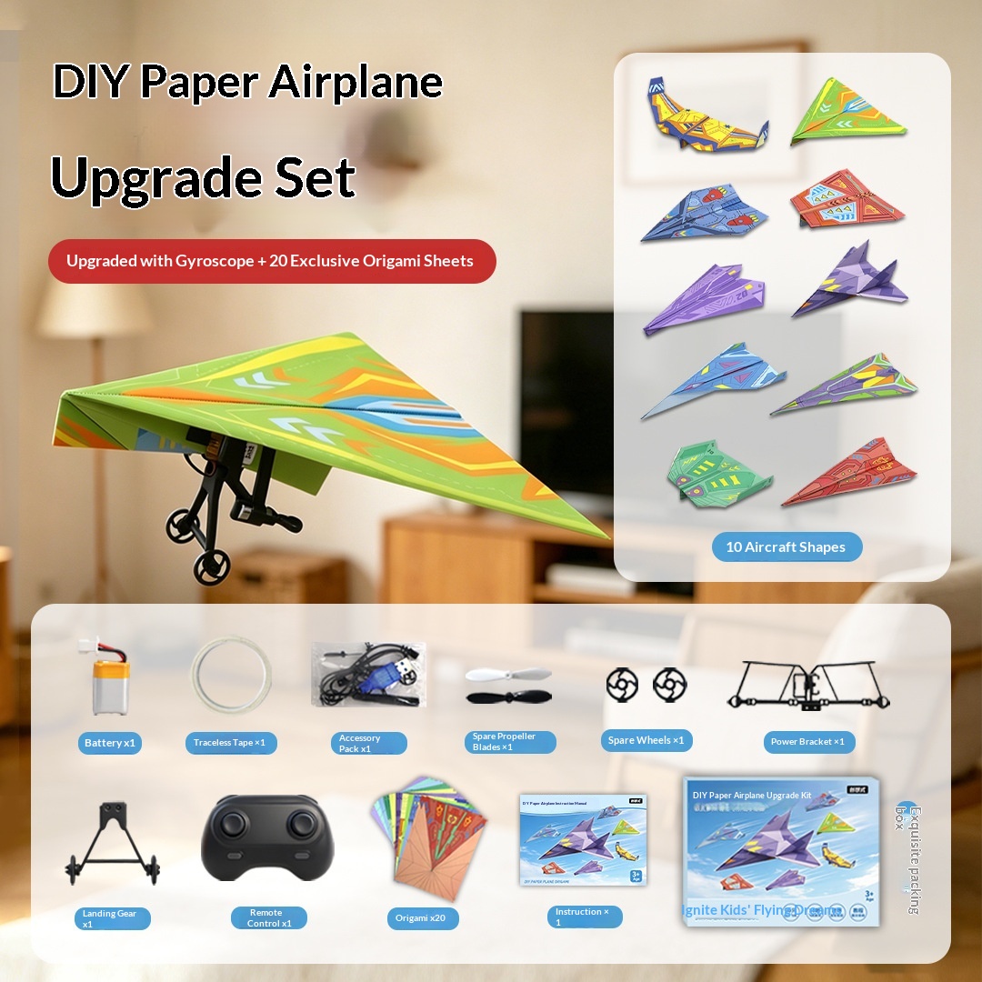 Model Kit Expert - ชุดอุปกรณ์ทำเครื่องบินกระดาษ DIY พับได้ น้ำหนักเบา ขับเคลื่อนด้วยใบพัด รุ่นเครื่องบินหลากหลายแบบ