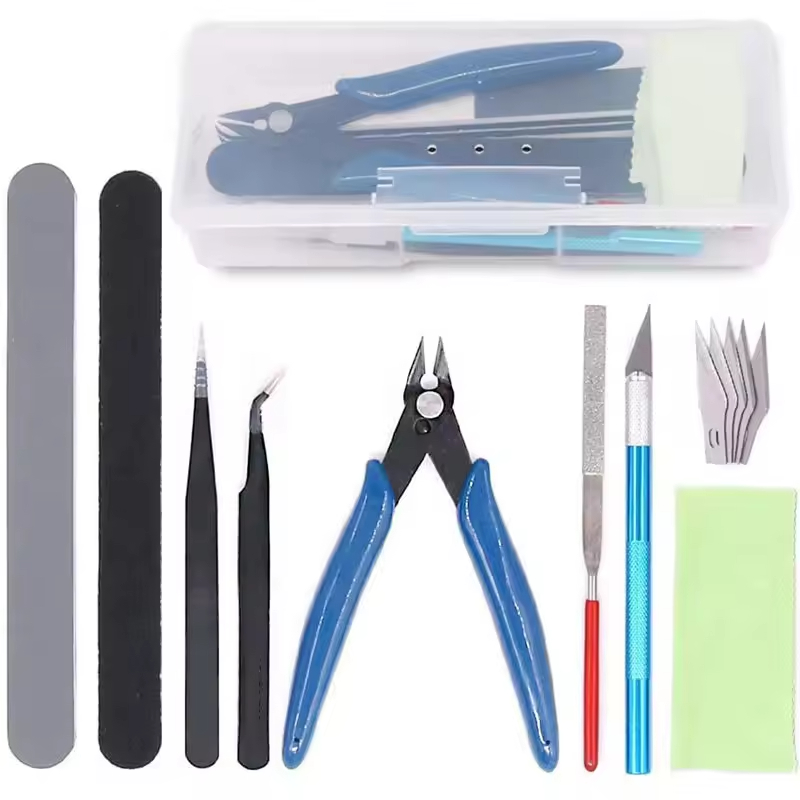 Model Kit Nippers - 9 ชิ้น/1 ชุด ชุดเครื่องมือประกอบโมเดล ชุดประกอบพื้นฐานพร้อมคีม คีมปากแหลม