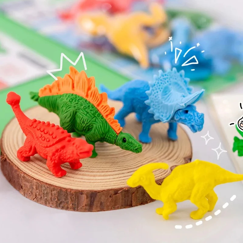 Model Kit Dinosaur Bandai - ชุดยางลบไดโนเสาร์ 3 มิติ ลายการ์ตูนสุดสร้างสรรค์ 4 ชิ้น/1
