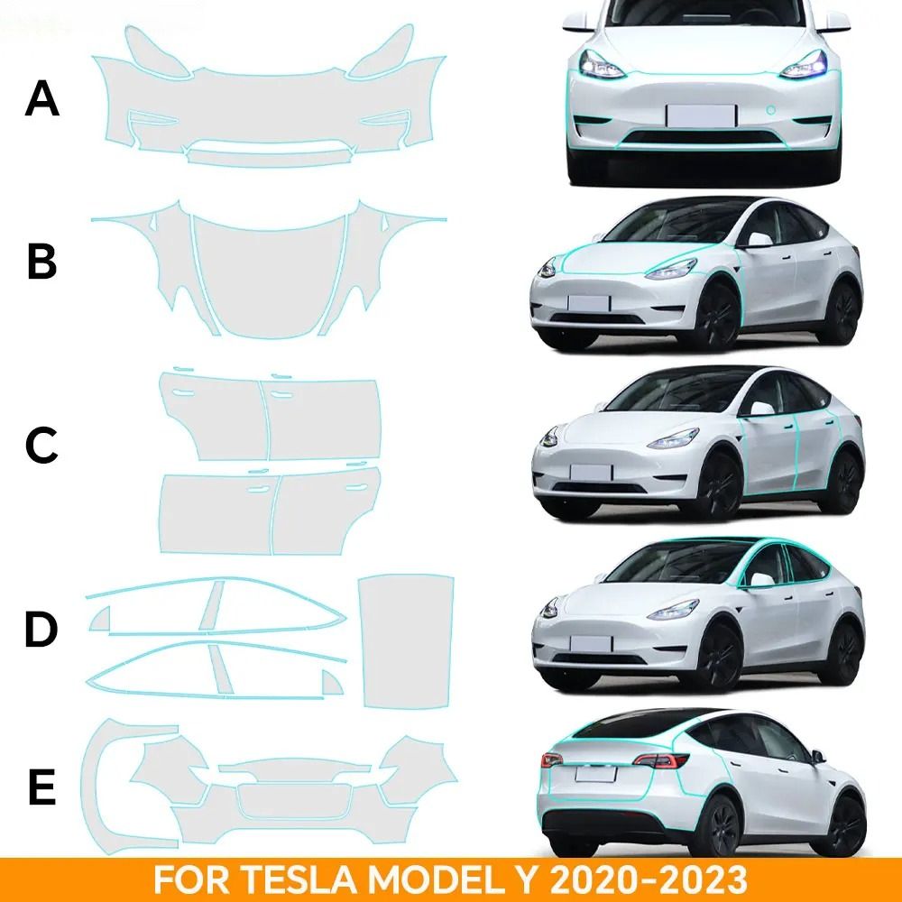 Logo Model Kit - ฟิล์มกันรอยใส TPU PPF แบบตัดสำเร็จสำหรับ Tesla Model