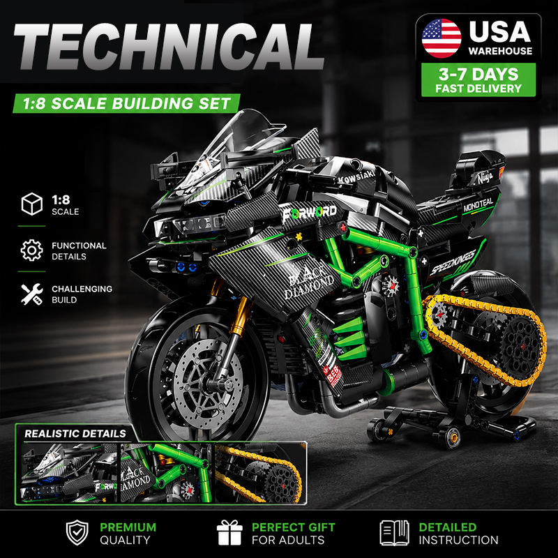 Model Kit Motor Nuclear - ตัวต่อรถมอเตอร์ไซค์ MOC รุ่นใหม่ ขนาด 1:8 ชุดประกอบโมเดลรถแข่งสำหรับผู้ใหญ่