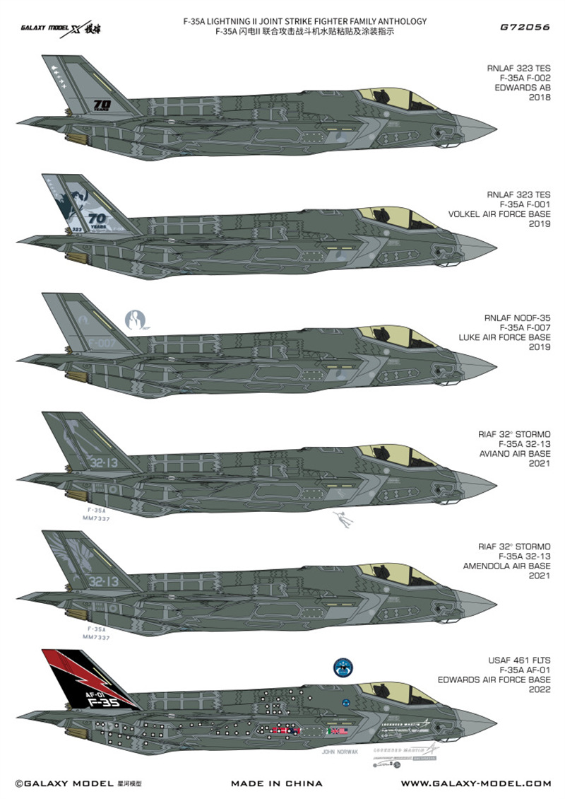 Model Kit Tamiya - กาแล็กซี่ 1/72 สเกล F-35A Lightning II
